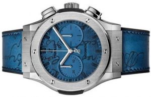 The special copy Hublot Classic Fusion 521.NX.050B.VR.BER18 watches have blue straps.