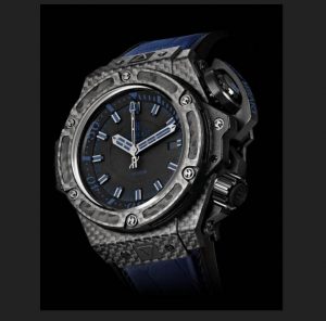 The durable fake Hublot King Power 731.QX.1190.GR.ABB12 watches are made from carbon fiber.