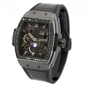 The 42 mm fake Hublot Spirit Of Big Bang 647.CI.1110.LR.1200 watches have skeleton dials.