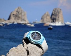 The charming copy Hublot Classic Fusion Capri watches are made from blue ceramic.