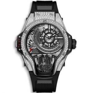 The titanium fake watches are decorated with diamonds.