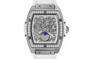 The titanium copy watches are decorated with diamonds.